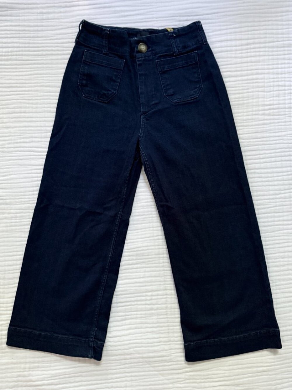 Anthropologie Maeve Colette Crop High Rise Wide Leg Jeans Dark Denim Size 27P